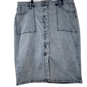 Sonoma Light‎ Blue Denim Pencil Midi Skirt